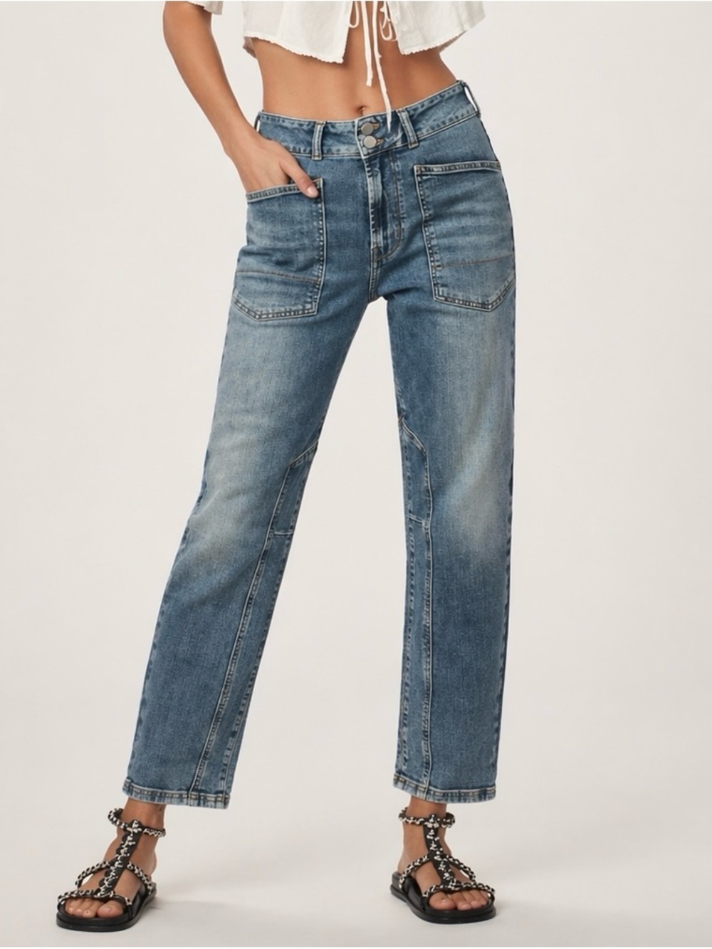 Pilcro Straight-Leg Jeans in Medium Wash Blue
